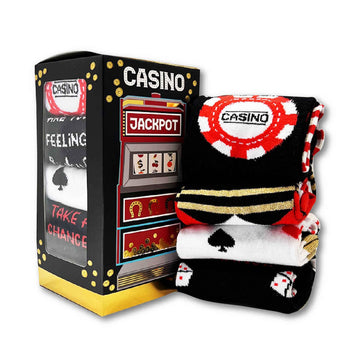 Fun Casino Themed Unisex Socks 4-Pair Gift Set - BUCKET POPCORN
